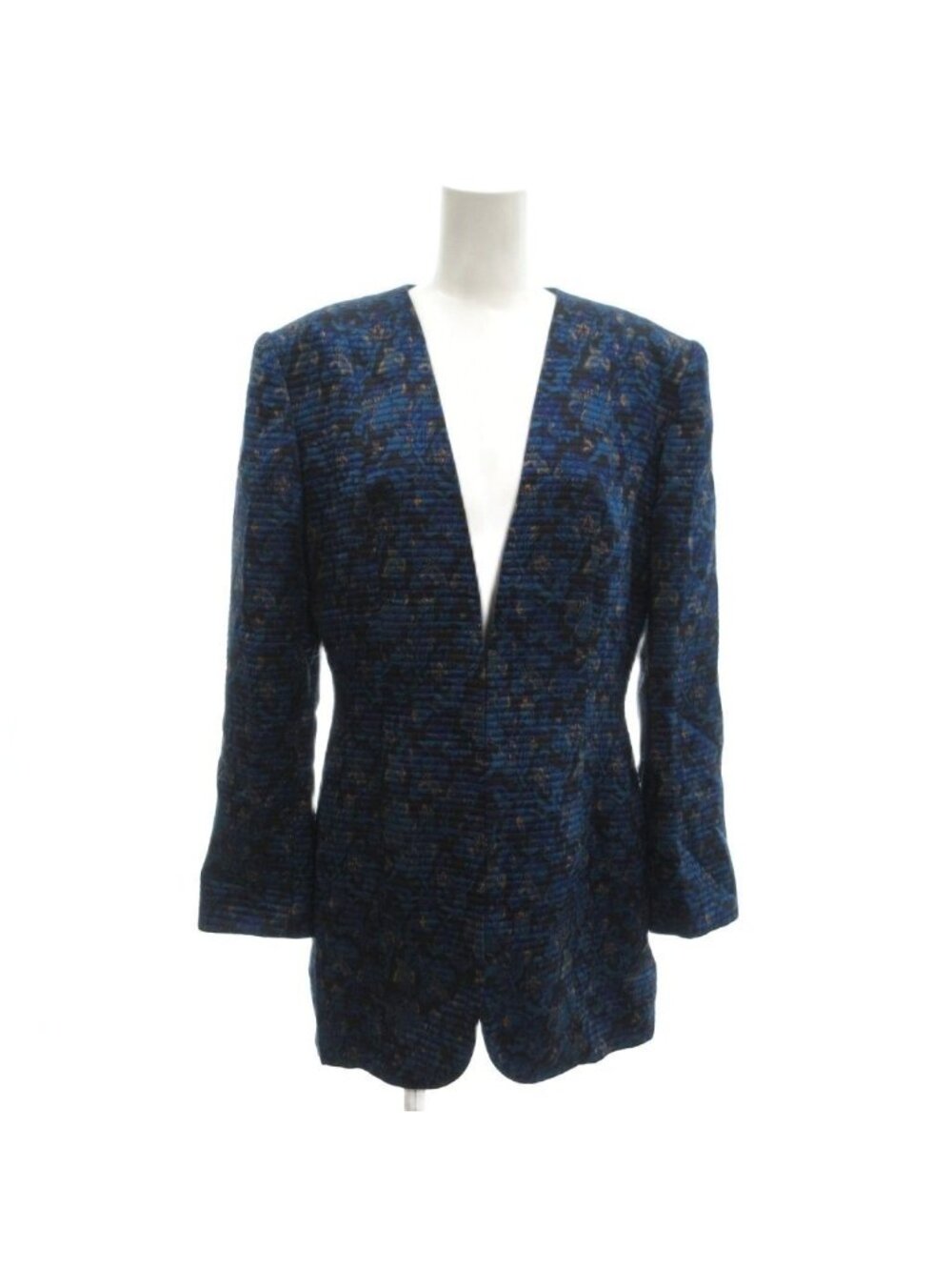 Dior Vintage Collarless Jacket Single Breasted All Over Print Key Snap